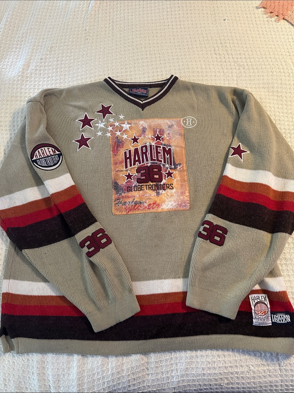 Harlem Globetrotters FUBU Platinum Crewneck Sweater Meadowlark Lemon 36 XXL 1927